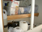 (Valkyrie) Final product.  Oak galley shelf doubles usable space under galley.  Shelf is 19