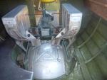 belly gunner inside a b-17 50 caliber magazines are the silver boxes. On display at the Marathon airport for a few days