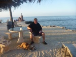 Lucy and I at our marina's beach area