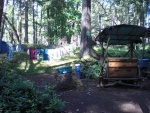 Treasure chest and t-shirts for sale.  Stuart Island.