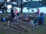 Sundowners around the camp fire, Prevost Harbor.