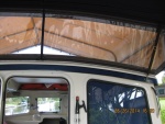 Clear isinglass attachment to bimini