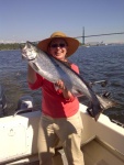 A happy wife with a nice 16lb coho