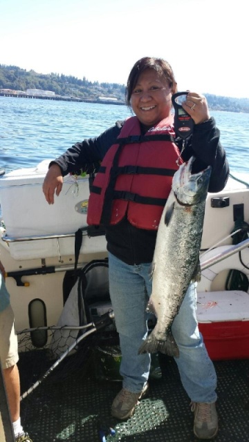 Kent sister, 1st salmon caught on boat