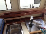 New spice rack behind galley.  Wood is Birch.