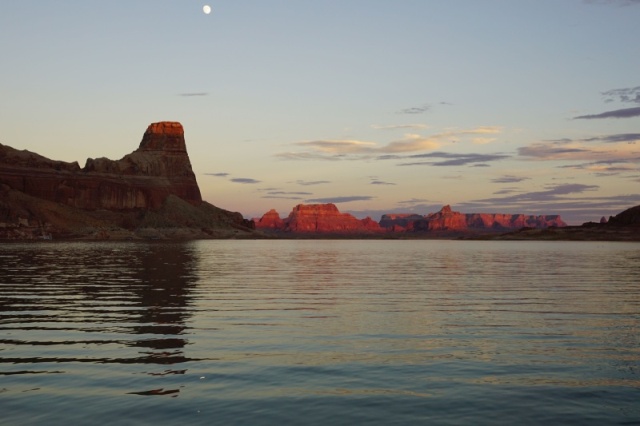 Moon over gunsite at dusk