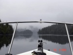 Daydream in Schooner Channel  enroute to Nakwakto Rapids.  July 06