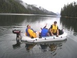 Pat, Alan and David in Pat\'s Dinghy Bailey Bay 6-21-06