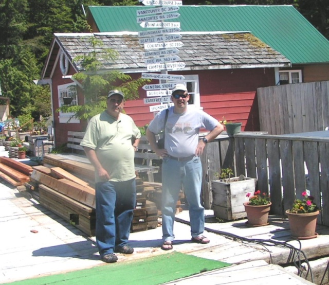Pat Anderson and Alan Olson on float at Sullivan Bay 6-12-06