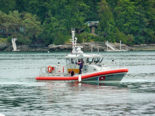 CG performing a man overboard drill in Friday Harbor