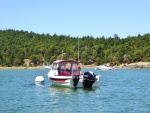 Sunday June 14, 2015, kicker is mounted back onto transom and ready to pack up the dinghy.