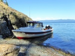 Beached on one of the many tiny coves on Lummi, Sunday evening June 14, waiting for the winds to die down before crossing Bellingham Bay.