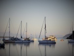 The C-Dory 16 is tiny amongst all the yachts in Fossil Bay.