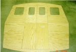 June 2005:  Bulkhead & doors laid out on garage floor.