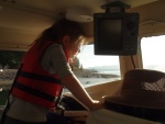 Grandaughter Wrenny on watch while exiting Bridge Bay