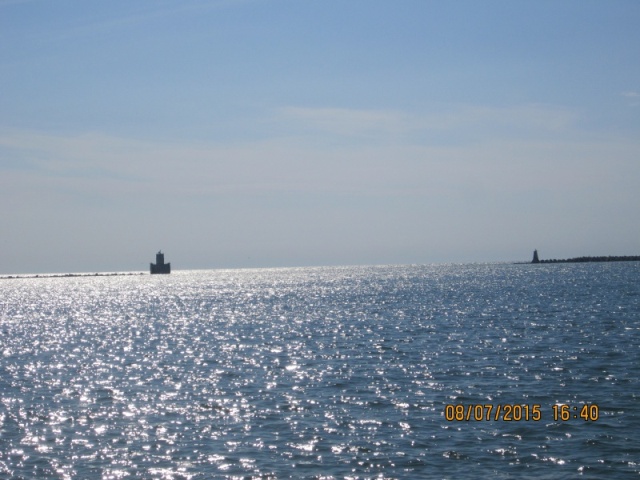 Harbour entrance - looking out at breakwalls.