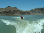 (B~C) towed the kid in the kayak untill his hands gave out, we where trying for a kayak land speed record