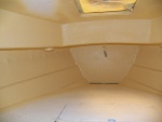 I am concentrating mostly on the V berth area for noise and condensation abatement.  Two coats was enough so that I could no longer see the roving in the fiberglass layup.  I put on four coats in the V berth and two in the cabin.