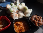 spring rolls and 3 dipping sauces