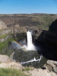 And then, I looked to my right.  Palouse Falls.  If you follow the dark talus slope above the falls to the left, where the edge forms a right angle, you can see two light objects right at the bottom of the slope.  That is two people who walked out the trail to the falls.  That give a sense of size.