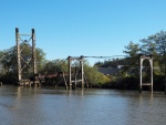 A sunken and forgotten dredge.  Nice that it still has the anchor ball hoisted.