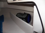 Because of the angle, it doesn't really effect the amount of usable space in the V berth and adds a lot of room for a week's worth of clothing, etc.