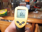 It is about 65 degrees in my shop.