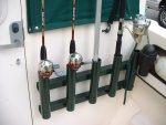 Powder coated custom rod rack made for previous owner. 
