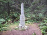 Here's my destination.  In 1903 the Norwegian ship Prince Arthur (formerly the British 240' steel clipper Hoghton Tower, built 1869, and sailed around Cape Horn 5 times with officer Earnest Shackleton) was wrecked here with the loss of 18 sailors.  The two who survived got to walk aimlessly through the same woods I did.  Spotting smoke from a cabin, they found homesteaders Iver, Ole, and Tron Birkestol, all from Norway, so there was no language barrier.  The local Makah took the survivors by ocean canoe to Clallum Bay.