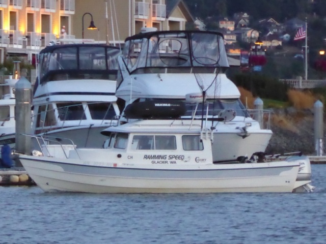 August 19, 2017 - 22 Cruiser returning to Squalicum Harbor after a day of fishing. A younger couple who mentioned they also have friends with a C-dory.