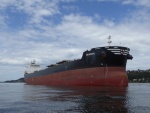 Large ship waiting for its turn at the grain terminal in Elliott bay.