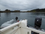 Arrived in Ewing Cove at 11 AM and set up the dinghy.