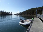 At the dinghy dock in Fossil Bay Saturday afternoon.