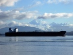 Tanker passing in front of Mount Baker. Lots of marine traffic through here!