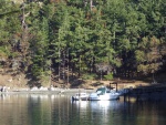 View of the dock from a small cove just to the South with some Cascadia marine trail campsites for kayakers.