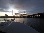 Heading out past the tressel at sunset