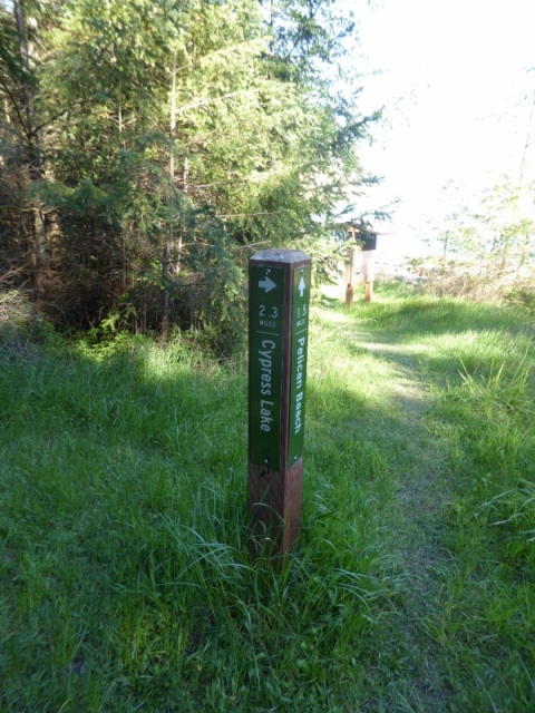 Trail marker at Eagle Harbor