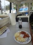 Friday morning breakfast - bacon and eggs - everything tastes better when made on the boat!