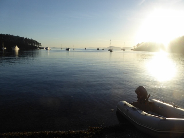 Going ashore to pay the buoy fee