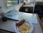 Saturday morning breakfast. Was studying up on Powell River!