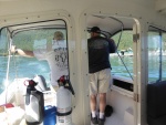 Two of my 3 guests checking out the fish pens at Cypress and the salvage operations.