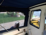 Inside view of port side curtain camper enclosure