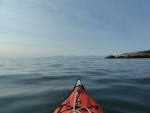 Looking out at a flat calm Strait of Juan de Fuca