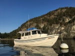 Experimented with a new method for tying to the buoy- it seemed to work well to minimize the thumps in the night when it is calm