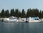 This years dock spot at BridgeBay Marina, Yellowstone Lake. Shared with friend Les & Sandy Fisher & their Hewes Craft 26 with twin Yamaha 250\'s