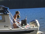 Terri cooking supper on her sunning platform