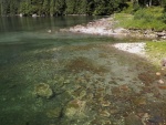 As pretty as the falls were, the waters around the creek were prettier.  Nice blue/greens.  Even though the creek is snow melt, there was no glacial flour in the water.  Good place for a bath, but too many people.