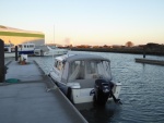 Warming up the boat on a sunny but cold New Years Eve