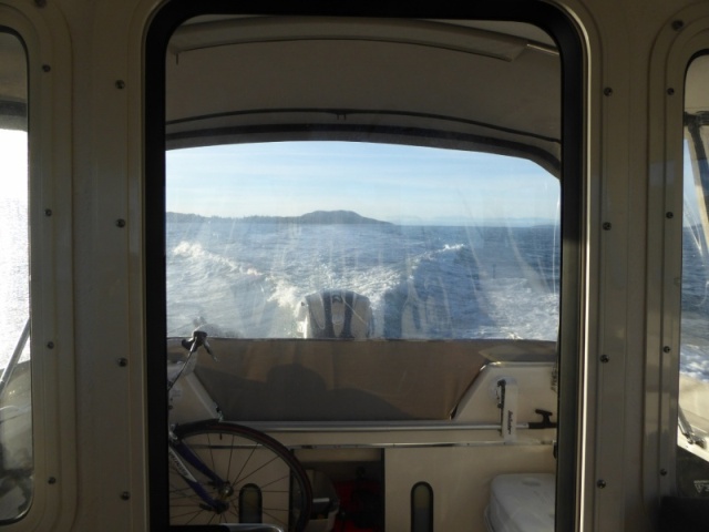 Cabin heat and camperback make for pleasant winter cruising. As does nice weather!