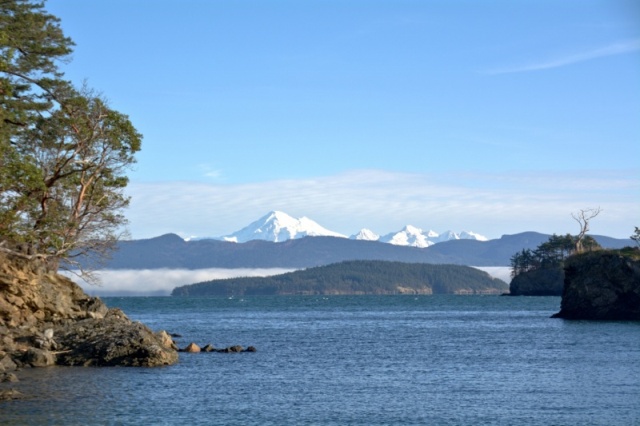 View of Mt Baker from the bay just north of Eagle Harbor